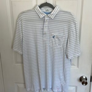 Men’s white with light blue stripe Johnnie-O polo. Worn once